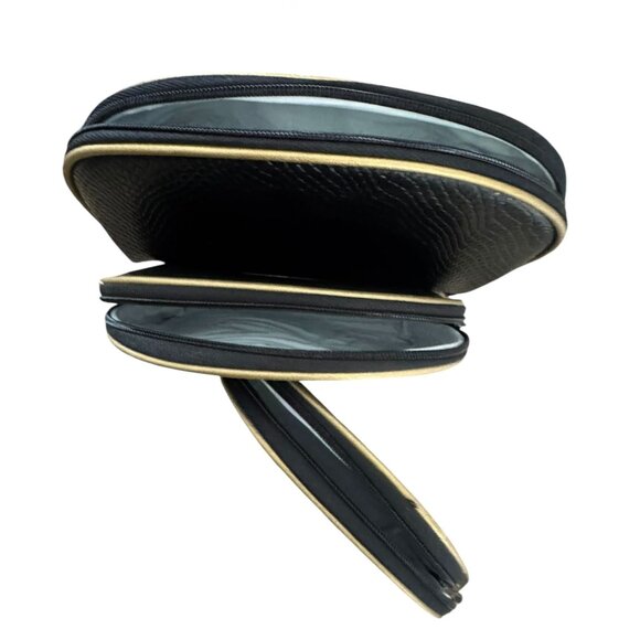 Set Of 3 Black Faux Leather Snake Print Nesting Cosmetic & Travel Bags - Picture 9 of 12